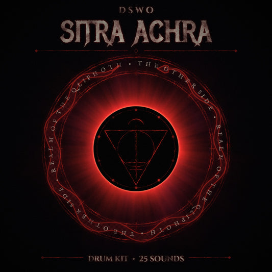 DSWO Sitra Achra drum kit cover: a black eclipse with an inverted sigil, circled by a serpent and a ritual ring